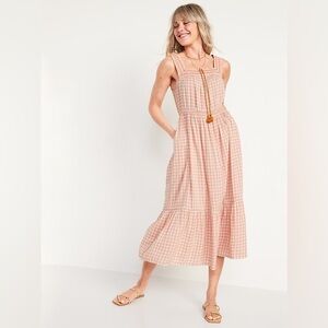 Old Navy Women’s Sleeveless Waist-Defined Embroidered Clip-Dot Maxi Dress